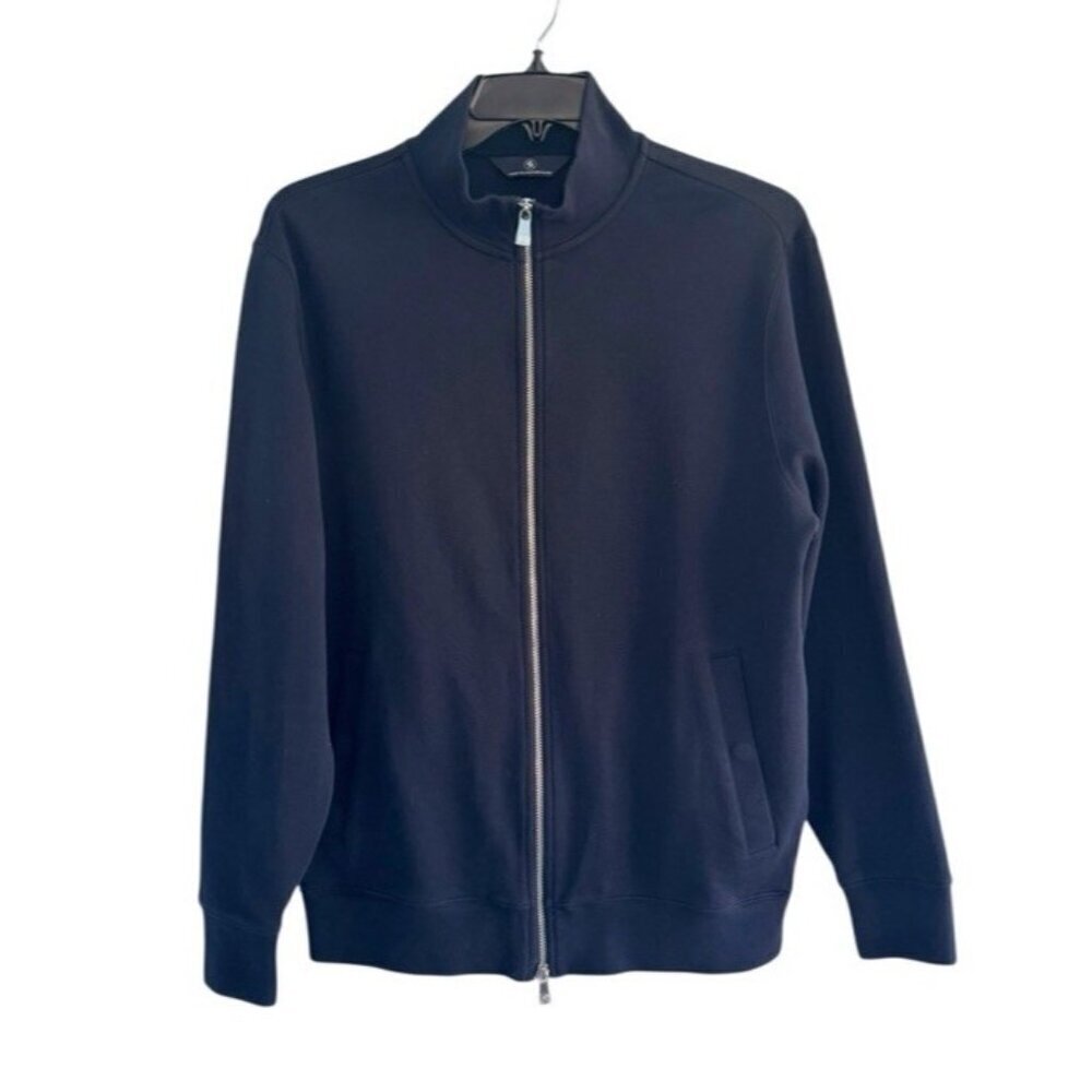 Hart Schaffner Marx Men's Sz L Blue Full Zip Mock Neck Knit Jacket